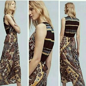 Anthropologie Multicolor Striped and Paisley Maxi Dress